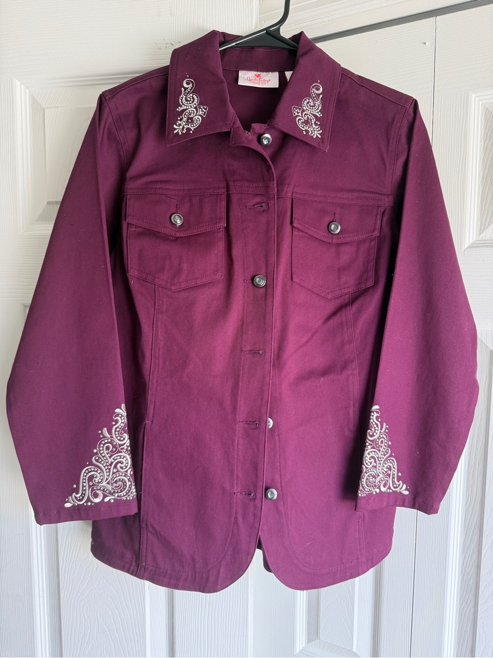 Quacker Factory by Jeanne Rice Women’s Purple Western Shirt XS